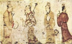 Gentlemen in Conversation, Traditional Brush Painting from the Eastern Han or Three Kingdoms Period (25–220 AD)